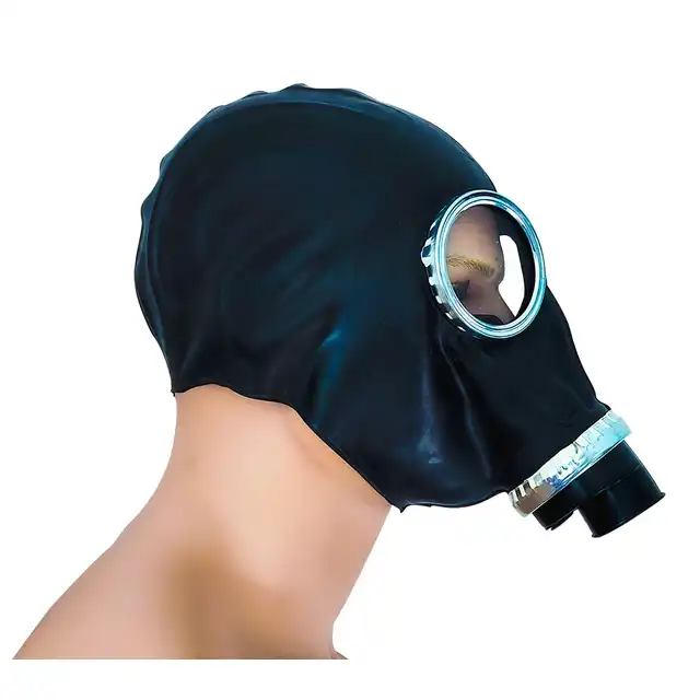 MOI - Full Rubber Gas Mask. Erotyczna maska gazowa, design oryginalnej rosyjskiej maski. Doskonała do zabaw BDSM i kontroli oddechu, genialny gadżet do fetyszowej kolekcji 
