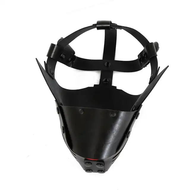 Oproducts - Puppy Mask PU-Leather. Czarna maska psa z ekoskóry. Wysokiej jakości detale