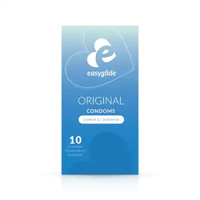 EasyGlide - Original Condoms - 10 sztuk. Zestaw 10 klasycznych prezerwatyw o średnicy 54 mm. Doskonałe dopasowanie