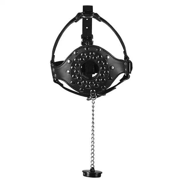 Ouch! - Open Mouth Gag Head Harness with Plug - harness na głowę z gagiem w postaci zatyczki 
