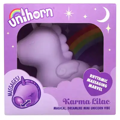 Unihorn - Karma Vibrator Lilac. Uroczy, fioletowy stymulator łechtaczki w kształcie jednorożca z trybami pulsacji i wibracji. Niech dzieje się magia!