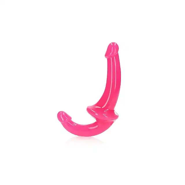 RealRock - Strapless Strap-On Neon Pink. Różowy strapon bezuprzężowy o realistycznej żołędzi, do jednoczesnej stymulacji obojgu partnerów