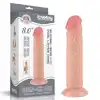 LoveToy - Sliding Skin Dual Layer Dong 8`. Naturalistyczne dildo o żylastym trzonie i zarysowanej żołędzi, mocna przyssawka i podwójna gęstość materiału
