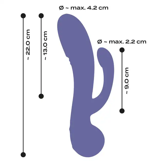AwaQ.u - Vibrator 04. Fioletowy, mocno stymulujący wibrator do podwójnej penetracji. 10 trybów wibracji