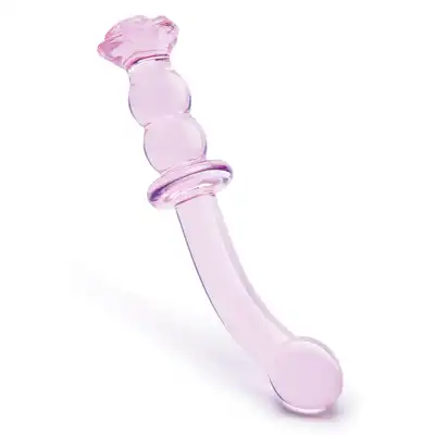 Glaze Glass - Rosebud G-Spot. Efektowne szklane dildo do stymulacji punktu G. Z elegancką szklaną różyczką 