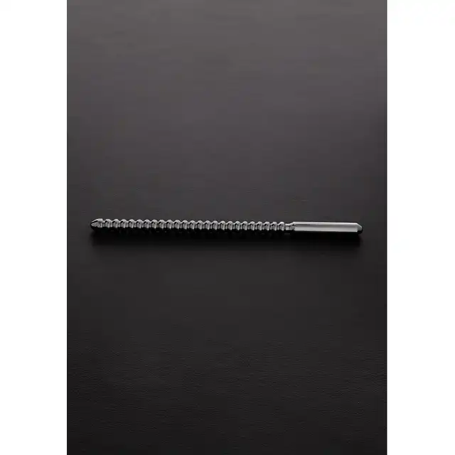 Shots Steel - Dipstick Ribbed 1,2 cm średnicy. Dilator ze stali nierdzewnej o intensywnie teksturowanej powierzchni
