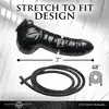 Master Series - Guzzler Realistic Latex Penis Sleeve with Hose. Czarna, lateksowa nakładka na penisa z wężem 122 cm do zabaw z pissingiem
