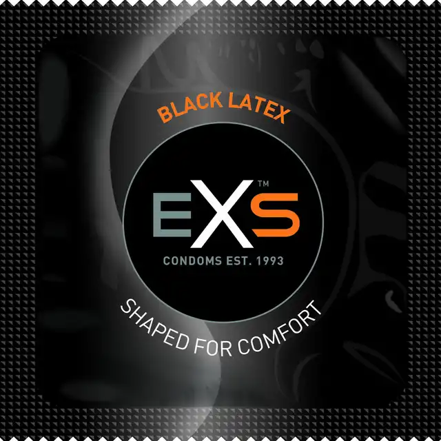 EXS - Black Latex 1szt. Czarne prezerwatywy lateksowe na sztuki, bezzapachowe i bezsmakowe, rozszerzana końcówka dla lepszego dopasowania, 1 sztuka