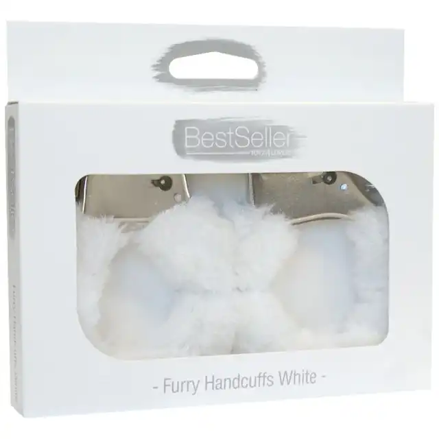 Bestseller - Soft White Handcuffs. Metalowe, doskonałe dla par kajdanki z białym, miękkim futerkiem. Doskonała opcja na urokliwe zniewolenie.  