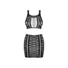 Obsessive - K102 top i spódnica S/M/L. Seksowny i zjawiskowy czarny komplet bodystockingowy. 