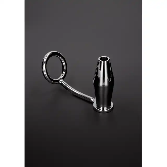 Shots Steel - Intruder With Tunner Buttplug Ring. Solidny,  metalowy ring na penisa z korkiem analnym typu tunel. Zabawa wysokiej jakości. 
