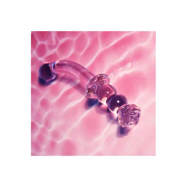 Glaze Glass - Rosebud G-Spot. Efektowne szklane dildo do stymulacji punktu G. Z elegancką szklaną różyczką 