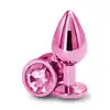 Rear Assets - Medium Pink Anal Plug 8,2 cm. Różowa, metalowa wtyczka analna z uroczym różowym kryształkiem u podstawy. 