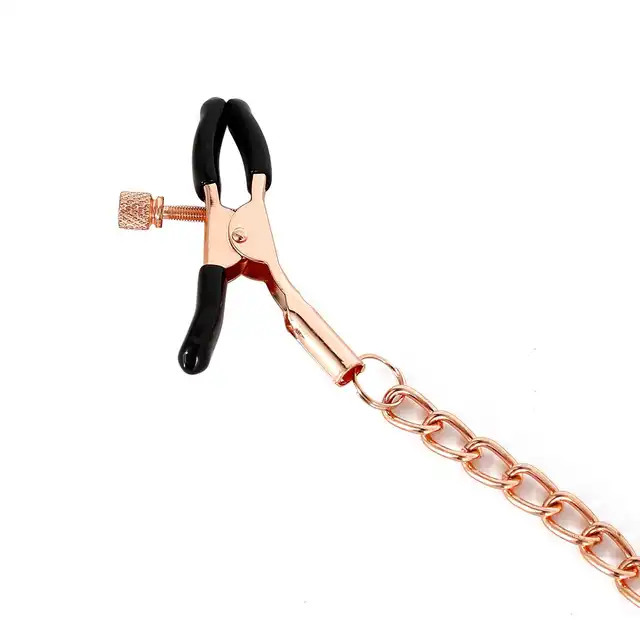 Oproducts - Rose Nipples and Clit Clamps. Eleganckie klamerki na sutki i łechtaczkę z łańcuszkiem. Różowe złoto. 