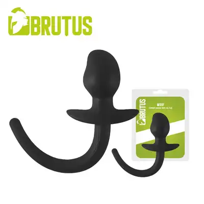 Brutus - Woof HyperSoft Silicone Puppy Tail Plug. Silikonowy korek analny z elastycznym psim ogonem, genialny gadżet do roleplay i zabaw w posłuszeństwo