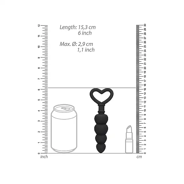 OUCH! - Anal Love Beads. Silikonowa wstyczka analna o kształcie łańcuszka kulek analnych z wygodnym uchwytem w kształcie serduszka