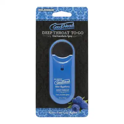 Good Head - Deep Throat Spray Blue Raspberry - 8 ml. Znieczulający spray do gardła o smaku niebieskich malin. Doskonały do technik deep throat