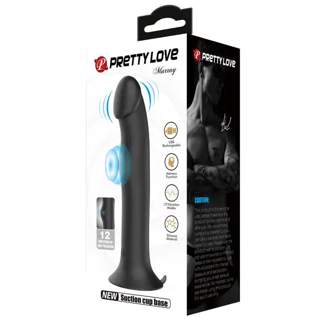 Pretty Love - Murray Black. Czarny, ultra gładki wibrator z przyssawką, wibracje w główce i na trzonie wibratora o orgazmicznej mocy