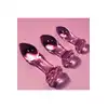 Glaze Glass - Rosebud Anal Training Set. Zestaw treningowy różowych, szklanych plugów analnych z ozdobnymi różami 