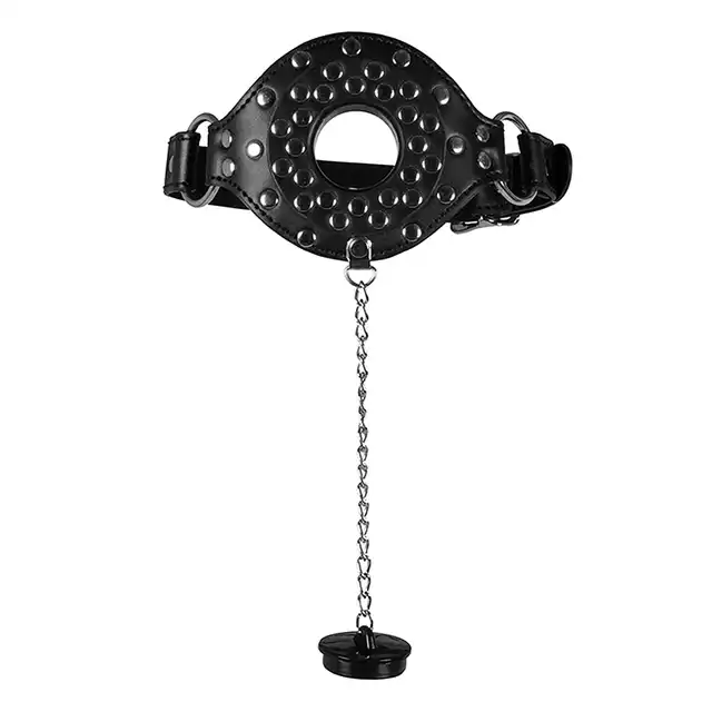 Ouch! - Open Mouth Gag with Plug Stopper Black - knebel na usta z zatyczką. Przejmij władzę!