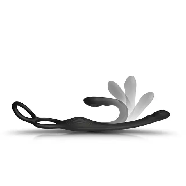 Rocks Off - The-Vibe 2 Prostate Vibrator with Remote Control. Nowoczesny, czarny stymulator prostaty z podwójnym ringiem i pilotem 