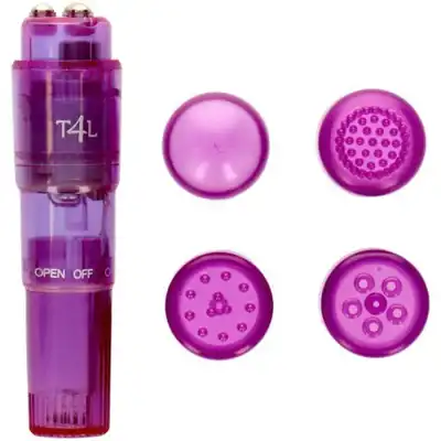 Candy Pie - Pulsy clitoral stimulator Pink. Mini wibratorek do łechtaczki, 4 różne wymienne końcówki dla orgazmicznych wrażeń