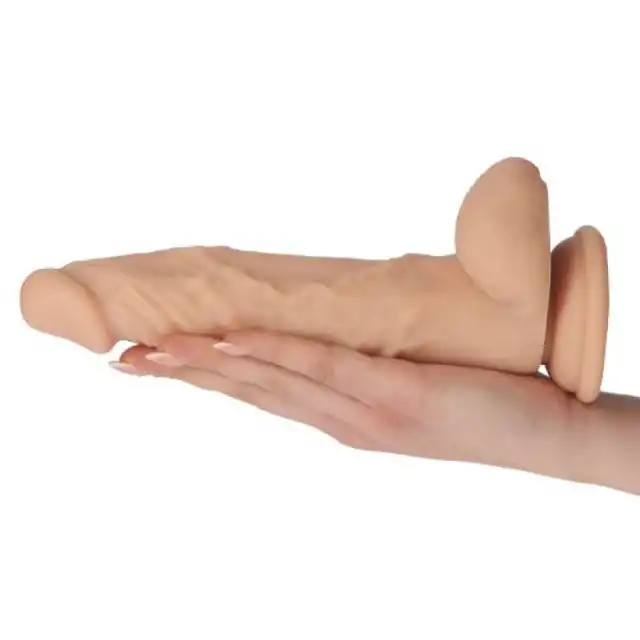 Real Safe - Long Stocky Dildo Flesh. Realistyczne dildo z naturalnymi jądrami, żołędzią i żyłami. Odkryj autentyczność przyjemności