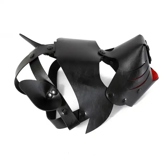 Oproducts - Puppy Mask PU-Leather. Czarna maska psa z ekoskóry. Wysokiej jakości detale