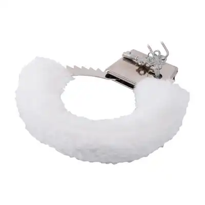Bestseller - Soft White Handcuffs. Metalowe, doskonałe dla par kajdanki z białym, miękkim futerkiem. Doskonała opcja na urokliwe zniewolenie.  