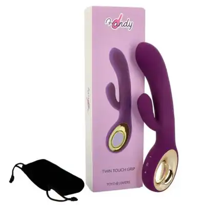 Toyz4Lovers - Rabbit Twin Touch Purple - elegancki wibrator z króliczkiem z wygodnym uchwytem. Fioletowy
