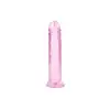RealRock - Crystal Clear 7" Pink. Realistyczne dildo z przyssawką w podstawie, przezroczysty materiał o delikatnym różowym zabarwieniu
