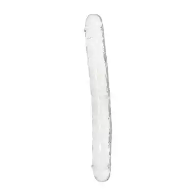 Real Rapture - Double Treasure Dildo 30 cm - realistyczne dwustronne dildo. Przezroczyste