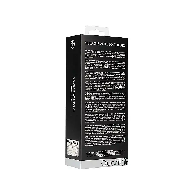 OUCH! - Anal Love Beads. Silikonowa wstyczka analna o kształcie łańcuszka kulek analnych z wygodnym uchwytem w kształcie serduszka