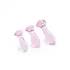 Glaze Glass - Rosebud Anal Training Set. Zestaw treningowy różowych, szklanych plugów analnych z ozdobnymi różami 