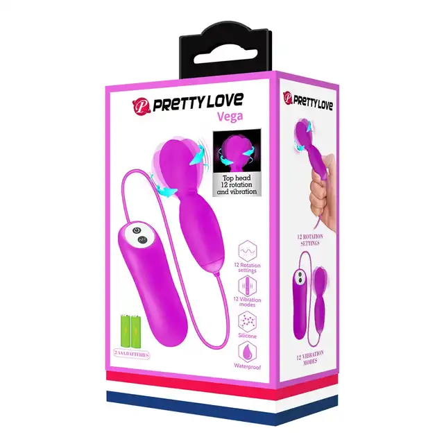 Pretty Love - Vega. Wibrujące jajeczko sterowane za pomocą pilota, funkcja rotacji pozwala na jeszcze intensywniejszą stymulację dopochwową
