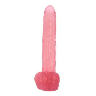 Toyz4Lovers – Golia Transparent Pink. Duże, teksturowane, przejrzyste różowe dildo z przyssawką. 42 cm długości, 2 cm średnicy