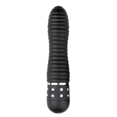 Easy Toys - Mini Vibrator Ribbed - Black - czarny wibrator bullet. Luksusowe diamenciki