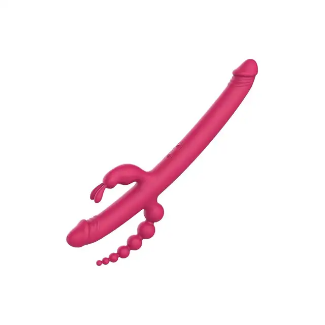 Dream Toys - Essentials Anywhere Pleasure Vibe Pink. Wszechstronny wibrator ze stymulacją analną, waginalną i łechtaczkową. Aż 4 końcówki!