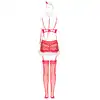 Livia Corsetti Collection - Niphrea S/M. Zjawiskowy komplet świątecznej Mikołajki, delikatna i zmysłowa koszulka w zestawie z pończochami, stringami, opaską i chokerem