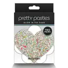 Pretty Pasties - Heart And Flower Glow In Dark. Dwie pary naklejek na sutki w dwóch kształtach, nasutniki świecące w ciemności