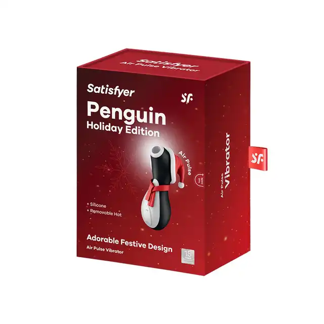 Satisfyer - Penguin Holiday Edition. Genialny stymulator ciśnieniowy, stymulacja łechtaczki ssącymi falami powietrza. Nowe, świąteczne wydanie kultowego Pingwinka, genialne na prezent pod choinkę