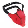 Kiotos - Neoprene Puppy Dog Red Mouth Mask BDSM. Czerwona maska psa z odpinanym pyskiem i języczkiem. Wyraź swój styl w puppy play!