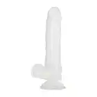 Real Rapture - Dildo Clear Flavour Large - realistyczne, duże dildo z przyssawką i jądrami. Przezroczyste