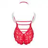 Livia Corsetti Collection - Santas Lace Lady L/XL. Mikołajkowe czerwone body z białym futerkiem i zmysłowym otwartym krokiem