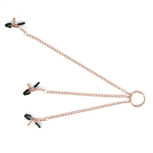 Oproducts - Rose Nipples and Clit Clamps. Eleganckie klamerki na sutki i łechtaczkę z łańcuszkiem. Różowe złoto. 