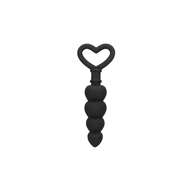 OUCH! - Anal Love Beads. Silikonowa wstyczka analna o kształcie łańcuszka kulek analnych z wygodnym uchwytem w kształcie serduszka