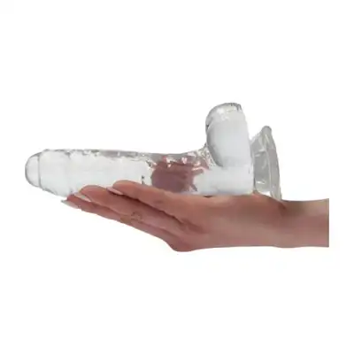 Real Rapture - Dildo Clear Flavour Medium 2 - realistyczne dildo z przyssawką i jądrami. Przezroczyste
