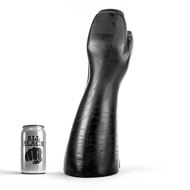 All Black - AB 59, 16 cm średnicy. Duże, czarne dildo do fistingu w kształcie pary rąk. Doskonałe dla fanów ekstremalnego rozciągania