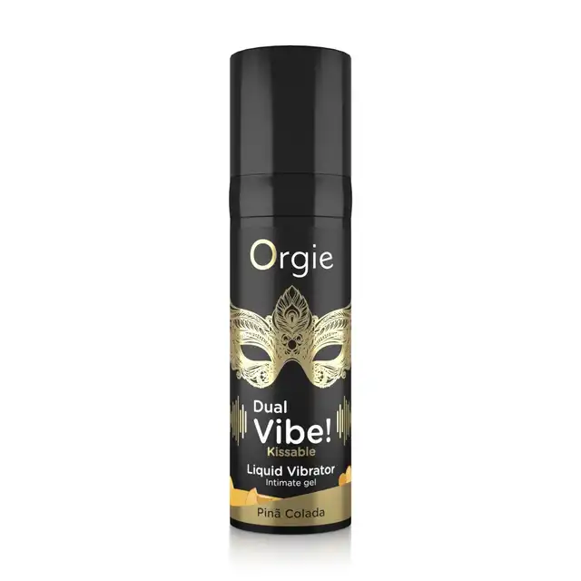 Orgie - Dual Vibe! PinaColada Kissable Liquid Vibrator. Wibrator w płynie o smaku koktajlu Pina Colada, fantastyczny efekt mrowienia i wibracji, genialny do seksu oralnego