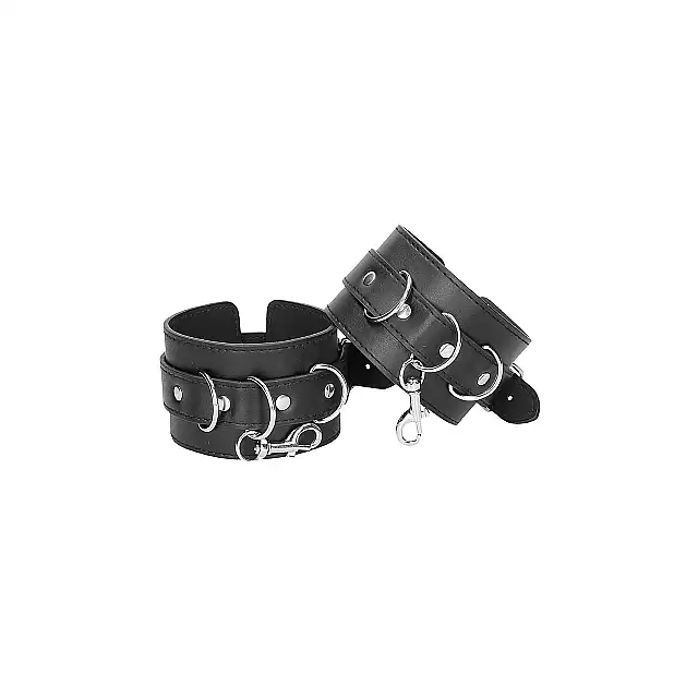 Ouch! - Bonded Leather Hogtie With Hand and Ankle Cuffs. Krzyżak do krępowania z dwoma parami kajdanek na kostki i nadgarstki. Ostatnia sztuka!